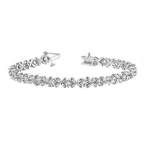 Bracelet Tennis à 3,30 Carats De Réel Diamants Ronds 14K D'Or Solide Avec Griffe