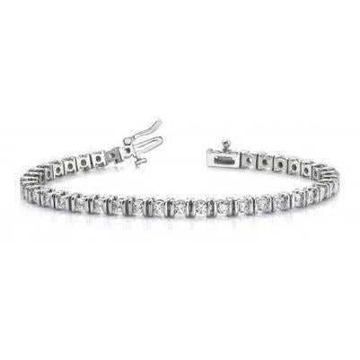 Bracelet Tennis à 4 Carats De Réel Diamants Ronds 14K D'Or Blanc