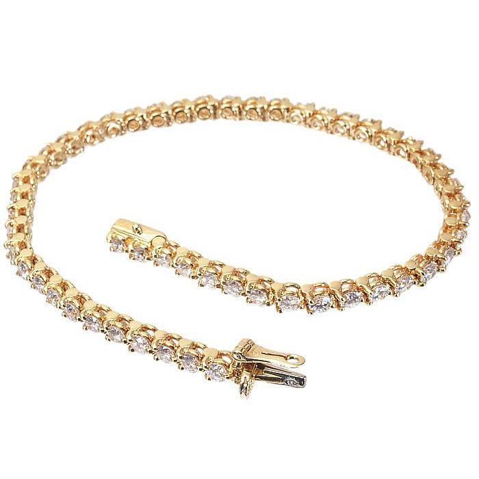 Bracelet Tennis à 4,56 Ct De Naturel Diamants Ronds Et 57 Pierres 14K d'Or Jaune