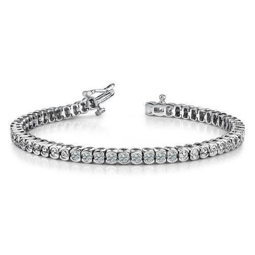 Bracelet Tennis à 5 Carats De Véritable Diamants Ronds 14K D'Or Blanc