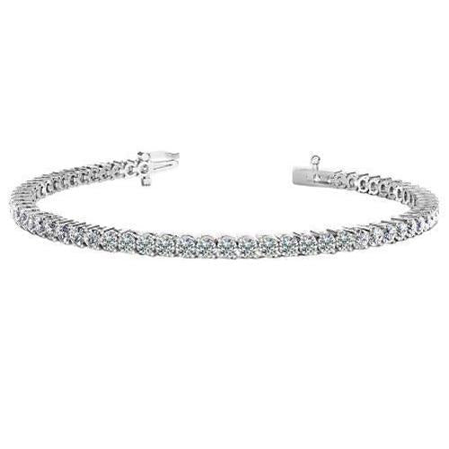 Bracelet Tennis à 5,30 Carats De Réel Diamants Ronds 14K D'Or Blanc Avec Griffe