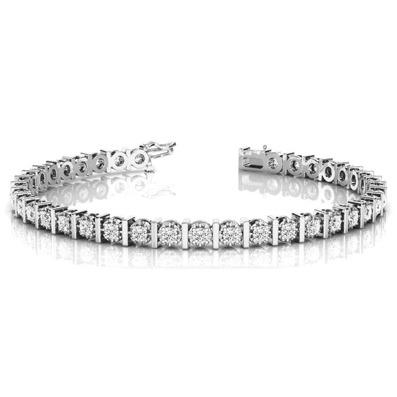 Bracelet Tennis à 5,70 Carats De Réel Diamants Ronds 14K D'Or Blanc