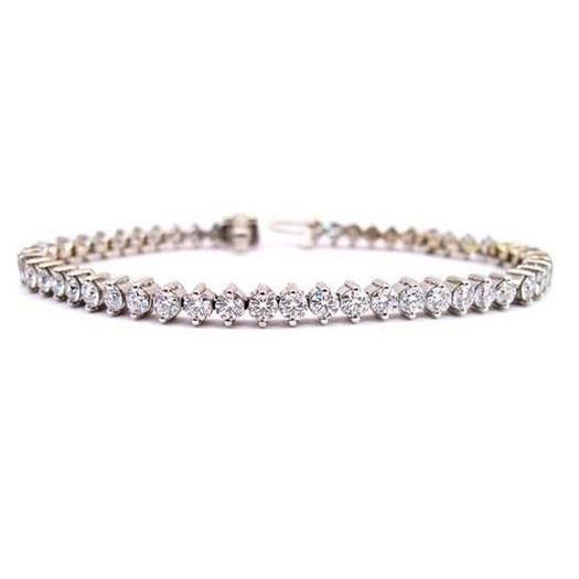 Bracelet Tennis à 6 Carats De Véritable Diamants Ronds 14K D'Or Blanc