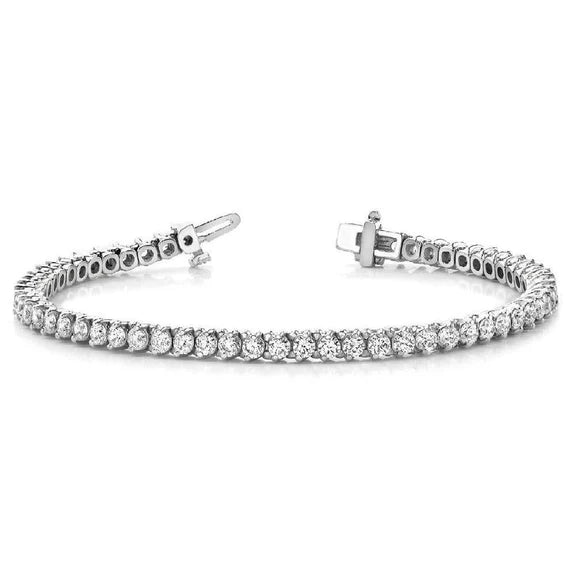 Bracelet Tennis à 6 Ct De Réel Diamants Ronds 14K D'Or Blanc