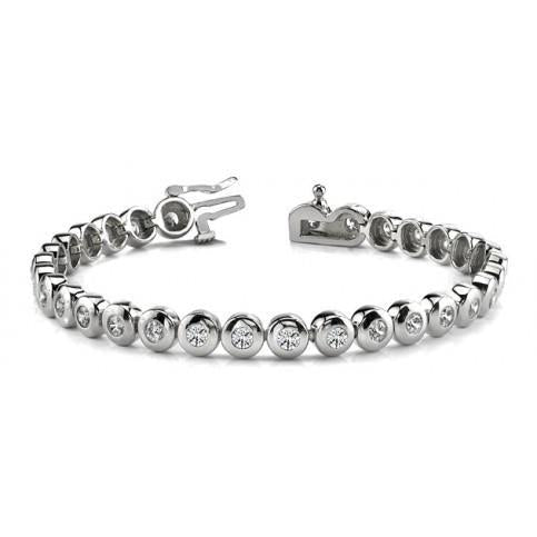 Bracelet Tennis à 6,20 Ct De Réel Diamants Ronds 14K d'Or Blanc Solide En Biseau
