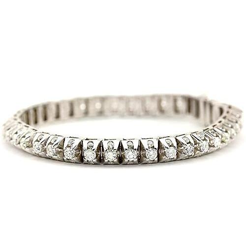 Bracelet Tennis à 6,35 Carats De Réel Diamants Blancs 14K D'Or Blanc