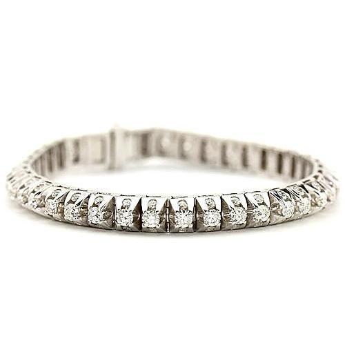 Bracelet Tennis à 6,35 Carats De Réel Diamants Blancs Bijoux à 14K D'Or Blanc