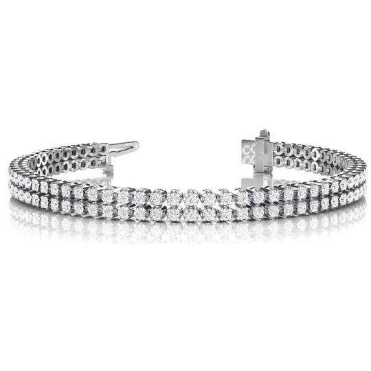Bracelet Tennis à 6,60 Carats De Naturel Diamants Ronds 14K D'Or Blanc