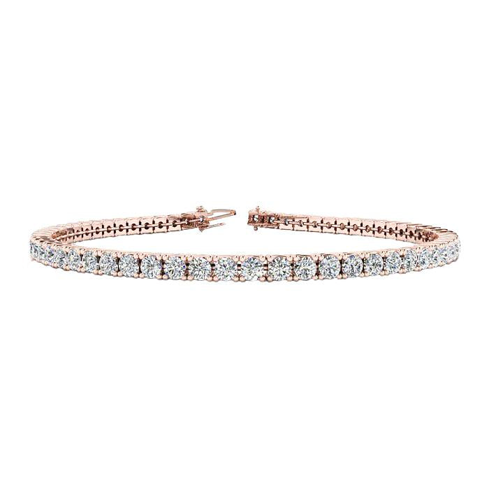 Bracelet Tennis à 6,60 Carats De Véritable Diamants Ronds Brillants 14K D'Or Rose Nouveau