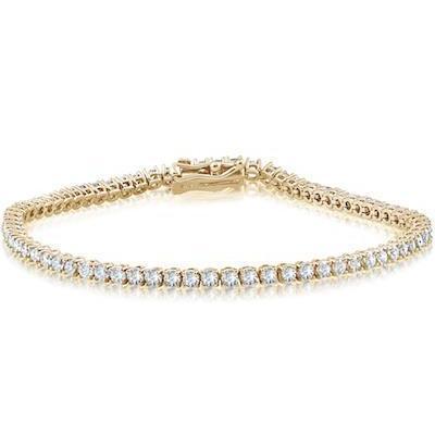 Bracelet Tennis à 7 Carats De Naturel Diamants Ronds Étincelants 14K D'Or Jaune Avec Griffes