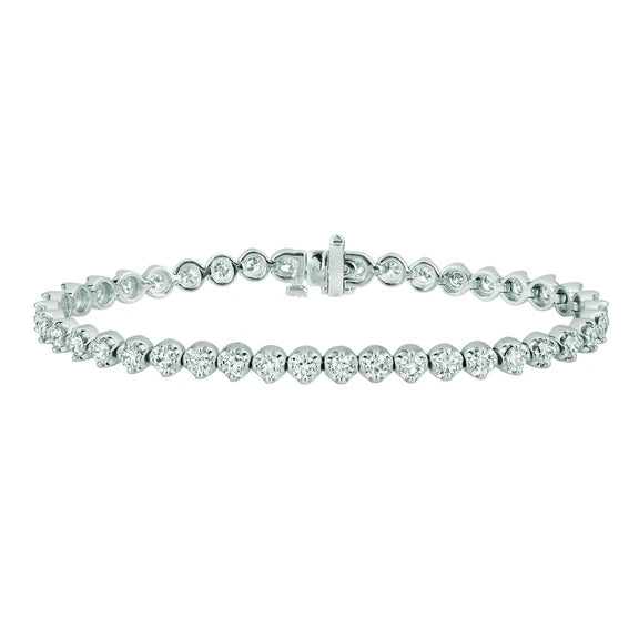 Bracelet Tennis à 7 Carats De Réel Diamants 14K D'Or Blanc