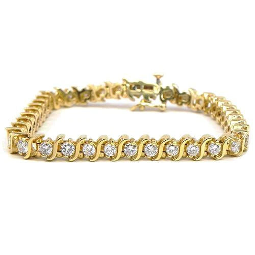 Bracelet Tennis à 7 Carats De Réel Diamants Ronds De Diamants Ronds Bijoux En Or Jaune Pour Femme