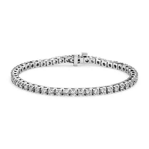 Bracelet Tennis à 7,20 Carats De Réel Diamants Ronds 14K D'Or Blanc