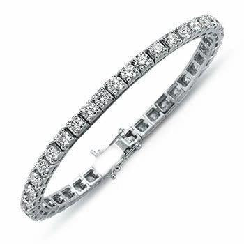 Bracelet Tennis à 7,40 Carats De Authentique Diamants Ronds Brillants 14K D'Or Blanc