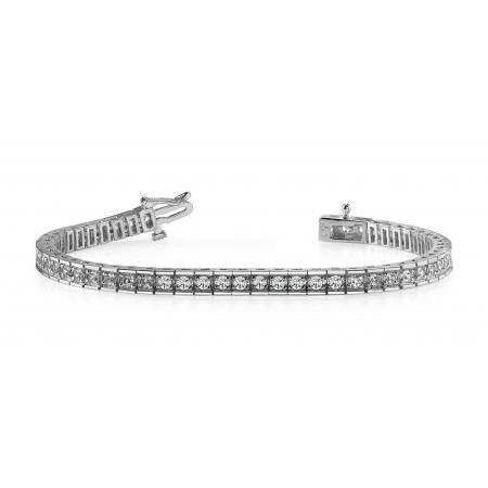 Bracelet Tennis à 7,50 Carats De Réel Diamants Ronds Brillants 14K D'Or Blanc