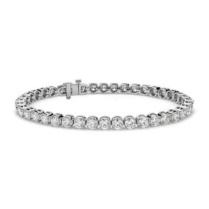 Bracelet Tennis à 7,60 Carats De Véritable Diamants Ronds Brillants Étincelants 14K D'Or Blanc