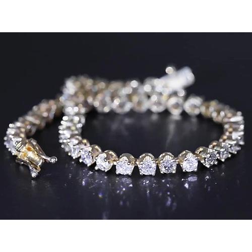 Bracelet Tennis à 8 Carats De Réel Diamants Bijoux Pour Femme En Or Jaune F Vs1