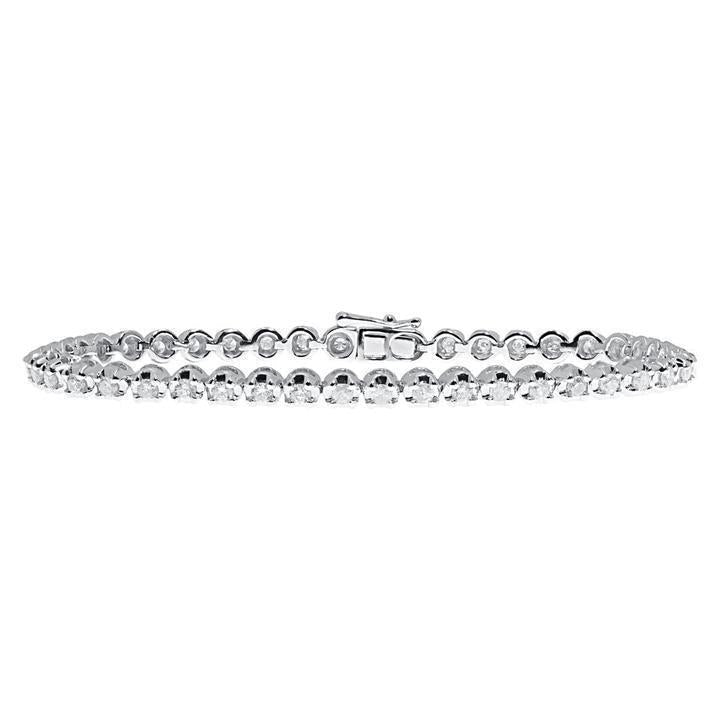 Bracelet Tennis à 8,10 Carats De Naturel Diamants Ronds 14K d'Or Blanc