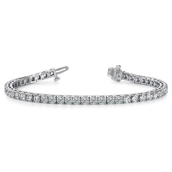 Bracelet Tennis à 8,10 Carats De Réel Diamants Ronds 14K D'Or Blanc Avec Griffe
