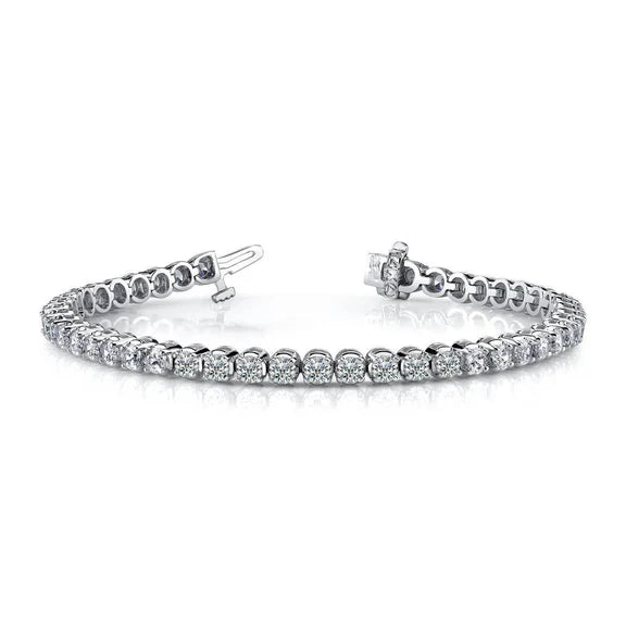 Bracelet Tennis à 8,10 Carats De Réel Diamants Ronds 14K D'Or Blanc