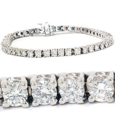 Bracelet Tennis à 9 Carats De Réel Diamants Ronds 14K D'Or Blanc Solide