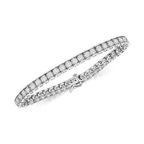 Bracelet Tennis à 9 Ct De Naturel Diamants Ronds Étincelants 14K D'Or Blanc