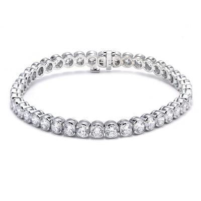 Bracelet Tennis en Or Blanc 14K Véritable Diamant Rond 10.08 Ct Bijoux