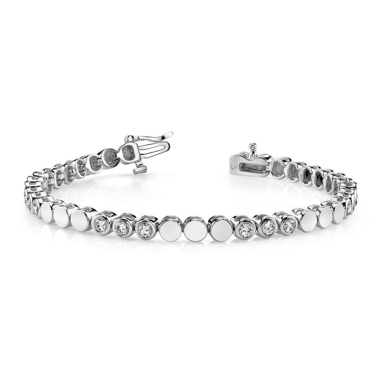 Bracelet Triple En Biseau à 4,50 Carats De Réel Diamants Ronds Bijoux En Or Blanc