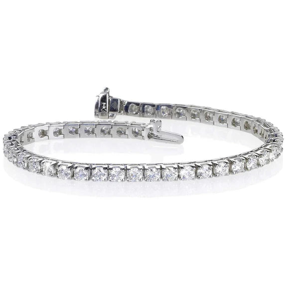 Bracelet à 7,65 Carats De Naturel Diamants Ronds Étincelants 14K D'Or Blanc