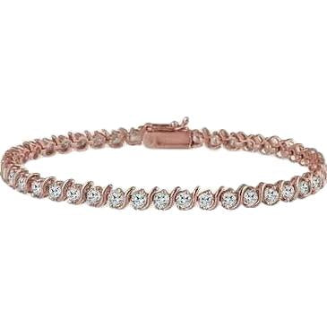 Bracelet à 8,00 Carats De Réel Diamants Ronds Étincelants 14K D'Or Rose