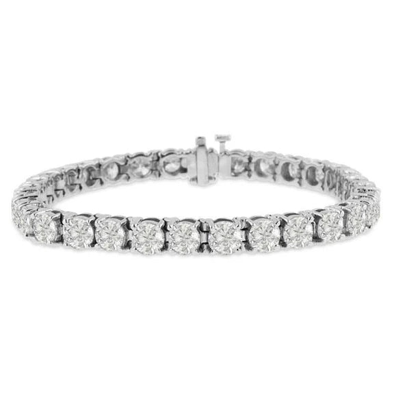 Bracelet à 9,60 Carats De Réel Diamants Ronds Étincelants 14K D'Or Blanc