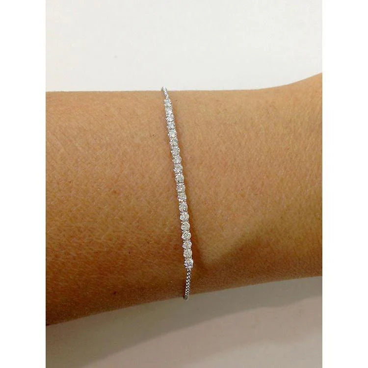 Bracelet de Naturel diamants ronds scintillants en or blanc 14K 2 carats