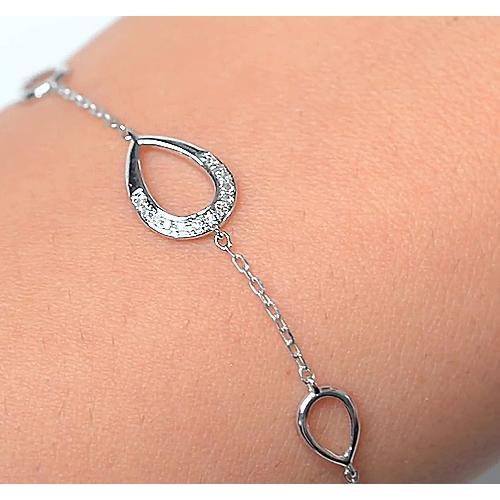 Bracelet en Authentique Diamant pour Femme de 1,50 Carats en Forme de Poire Bijoux en Or Blanc