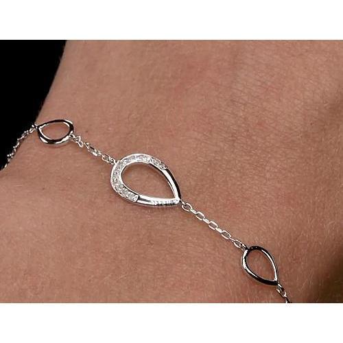 Bracelet en Authentique diamants de 1,50 carats pour femme en forme de poire avec or blanc 14K