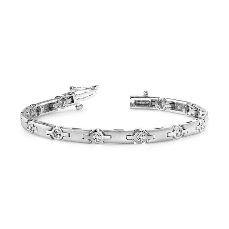 Bracelet en Réel diamant serti de lunette ronde de 6 ct. bijoux en or blanc massif