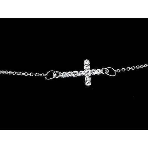 Bracelet en croix avec Réel Diamants Ronds de 3,30 Carats en Or Blanc Bijoux