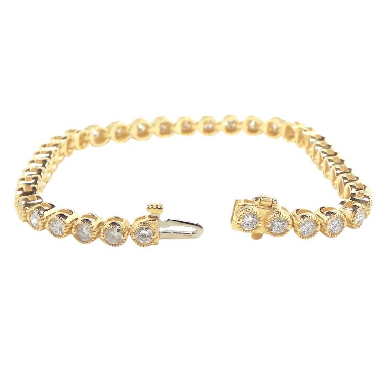 Bracelet tennis À 7,40 Ct De Réel Diamants Ronds Bijoux En Or Jaune
