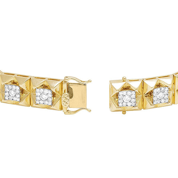 Bracelet Homme Carré Naturel Diamant 5 Carats Or Jaune 14K