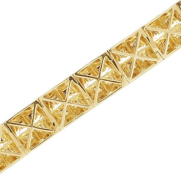 Bracelet Homme Carré Naturel Diamant 5 Carats Or Jaune 14K