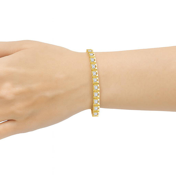 Bracelet Homme Carré Naturel Diamant 5 Carats Or Jaune 14K