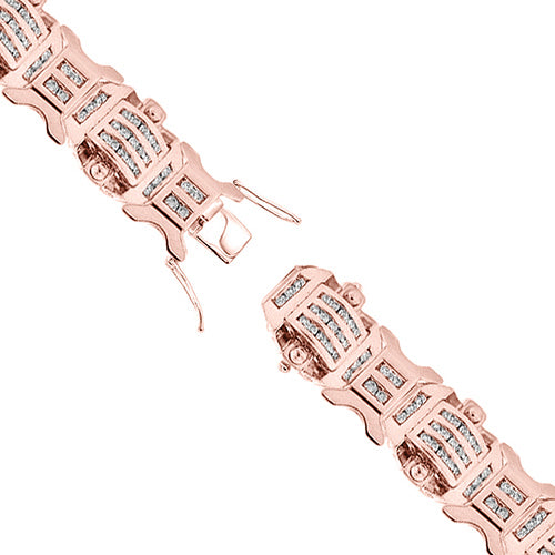 Bracelet Homme Naturel Diamants Scintillants 12 Carats Or Rose 14K