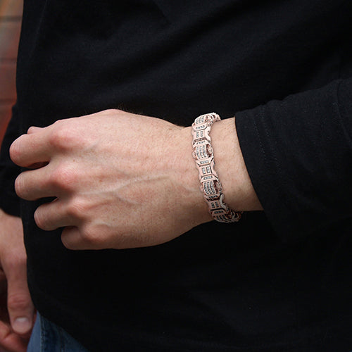 Bracelet Homme Naturel Diamants Scintillants 12 Carats Or Rose 14K