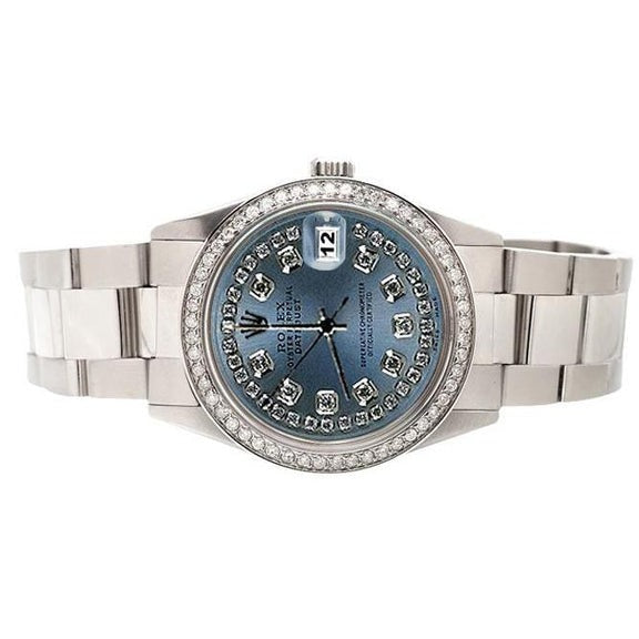 Bracelet Rolex huître acier inoxydable Corde Grise Cadran Diamant Date