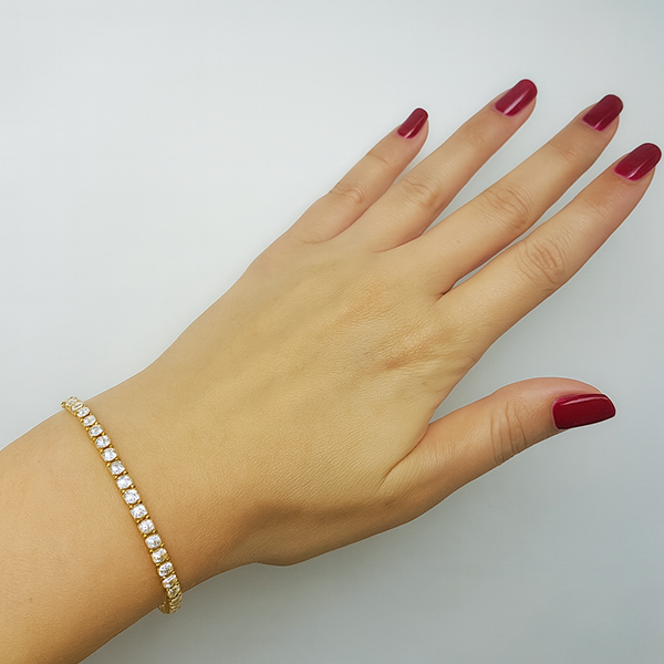 Bracelet Tennis à 6,45 Carats De Réel Diamants Ronds 14K D'Or Jaune Avec Griffe