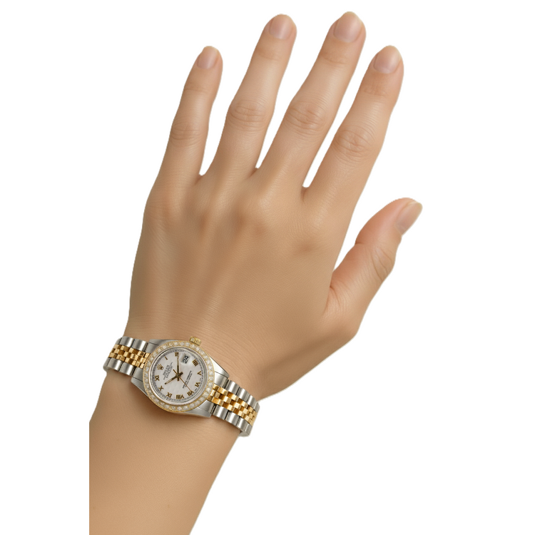 Bracelet jubilé acier inoxydable & Or Cadran Romain Rolex Datejust Montre Femme P2