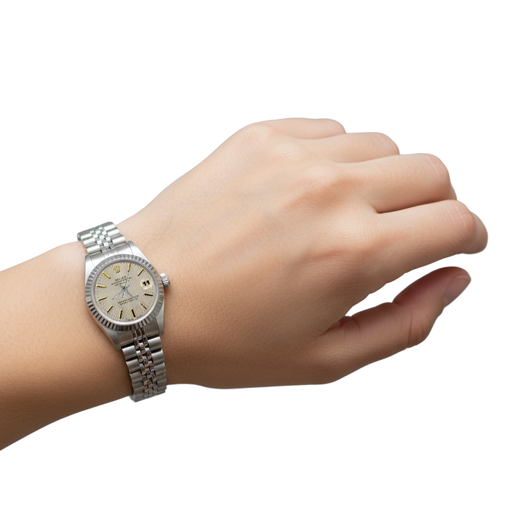 Bracelet jubilé acier inoxydable Rolex Datejust Montre Femme Lunette Cannelée P4