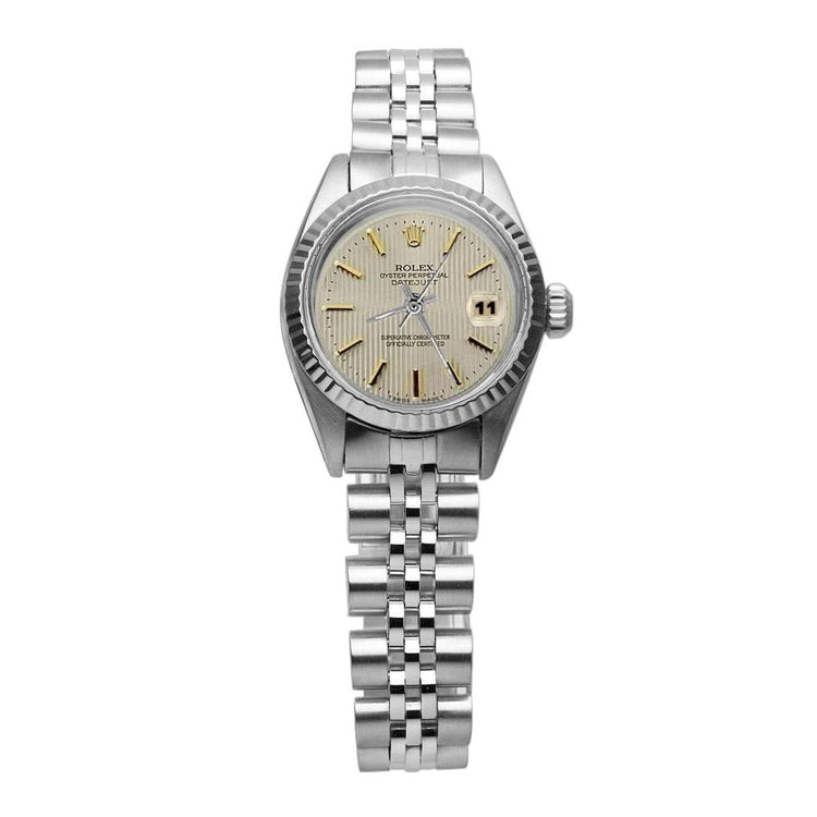 Bracelet jubilé acier inoxydable Rolex Datejust Montre Femme Lunette Cannelée