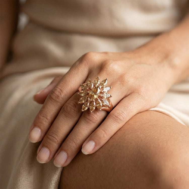 Brillant Diamant Désert Bague 4 carats en Or Rose 14 Carats