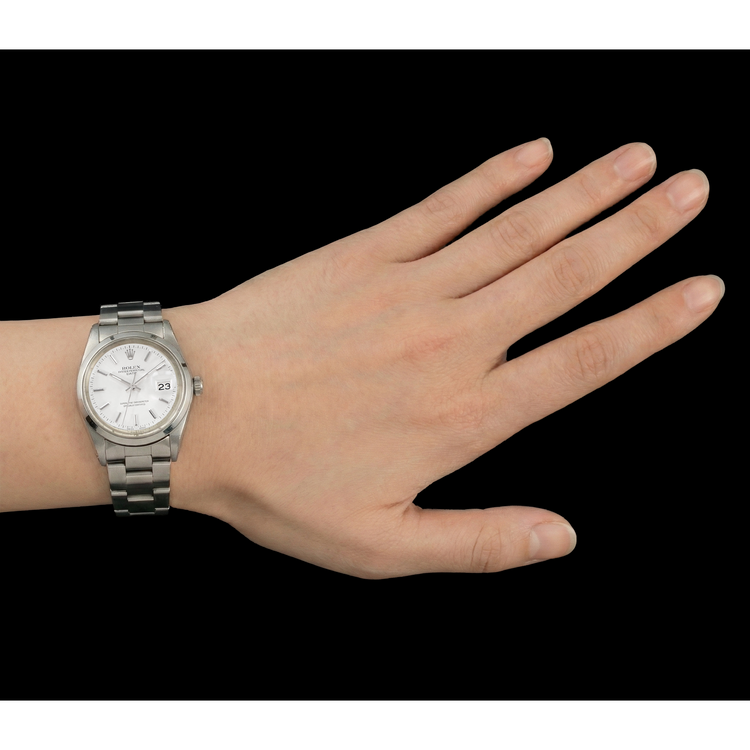 Cadran bâton blanc Rolex Date Montre Homme Bracelet huître acier inoxydable