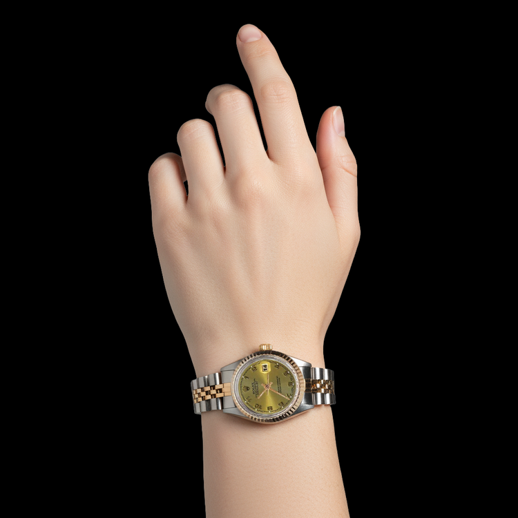 Cadran Arabe Champagne acier inoxydable & Or Jaune Jubilé Dame Rolex Datejust P2